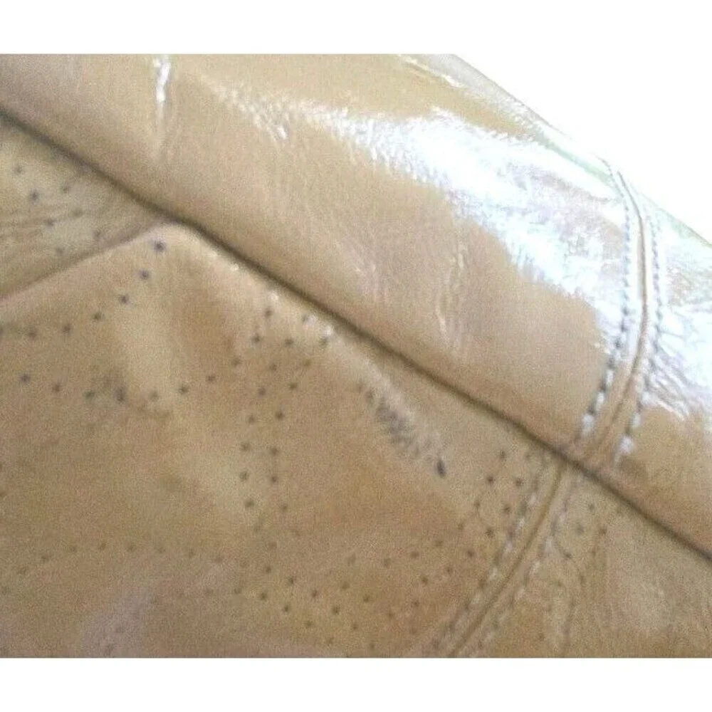 Coach Perforated Patent Leather Shoulder Bag Brook Putty